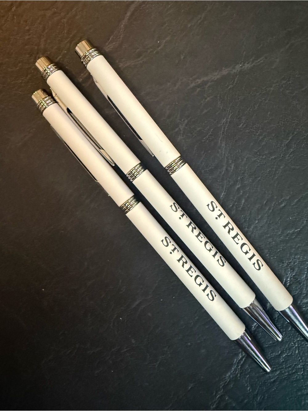 NEW St. Regis Hotel White Silver Logo Twist Pens Set of 3
